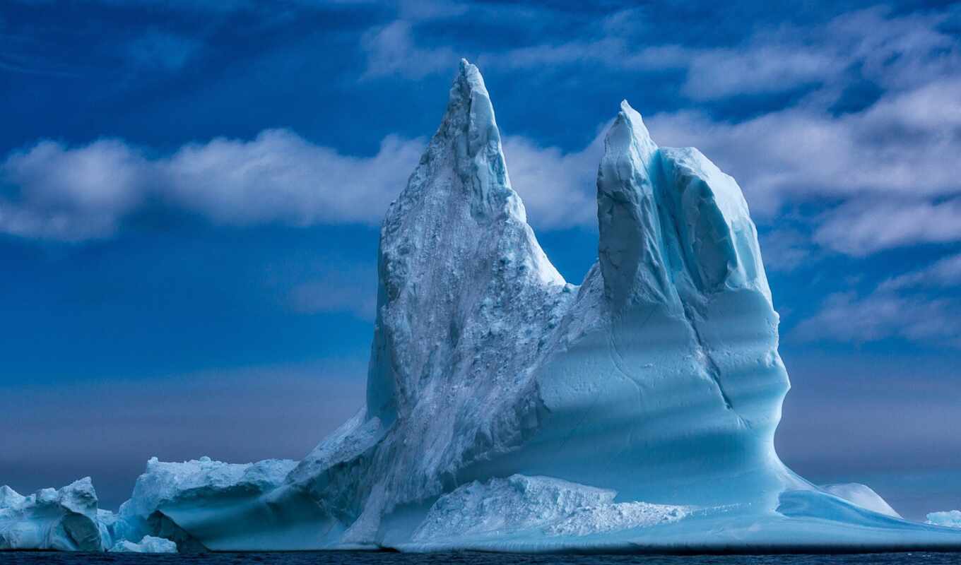 природа, облака, лед, water, море, led, айсберг, bay, seagull, гренландия, baffin