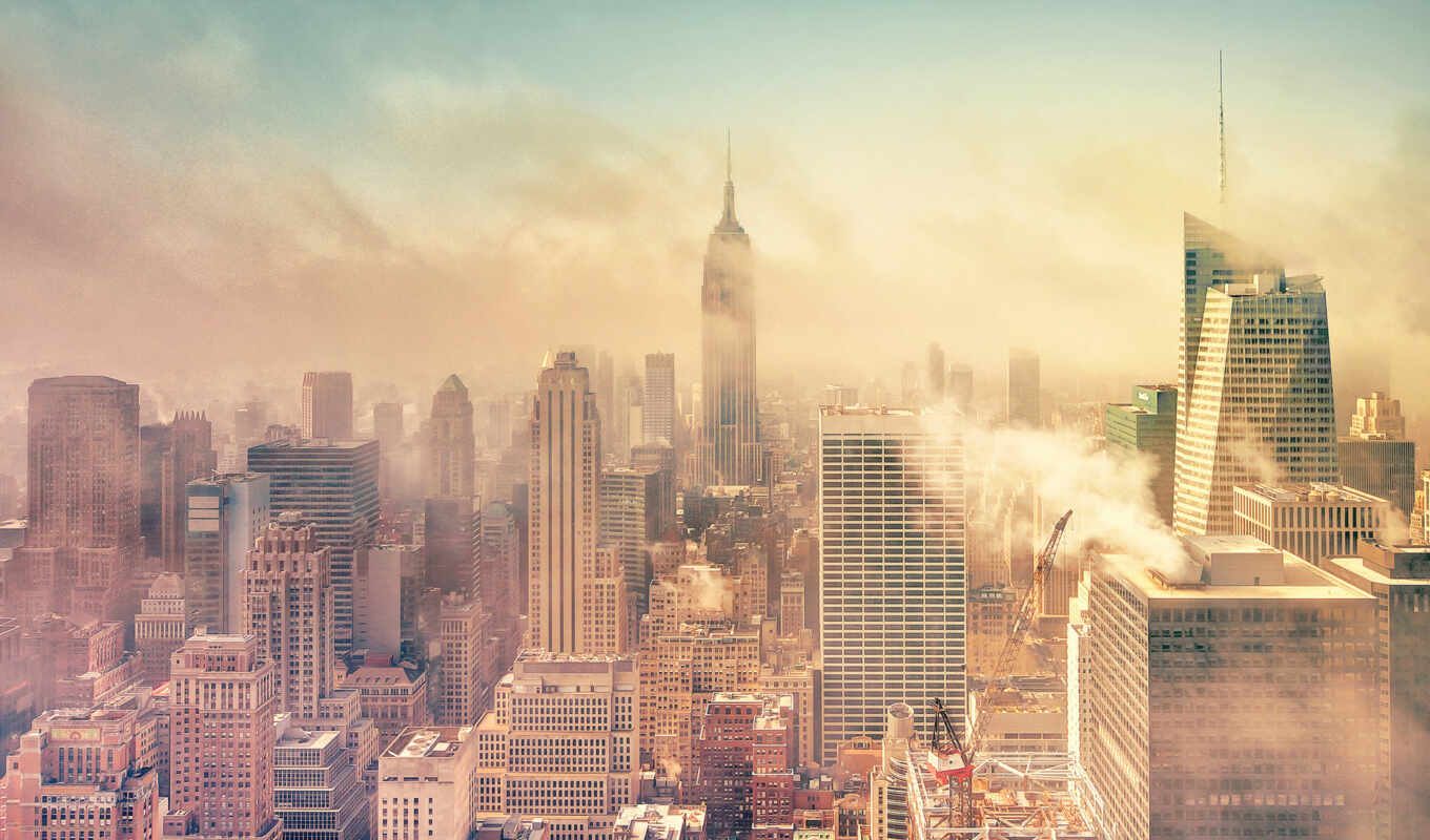 картинку, картинка, дым, нью, йорк, манхэттен, смог