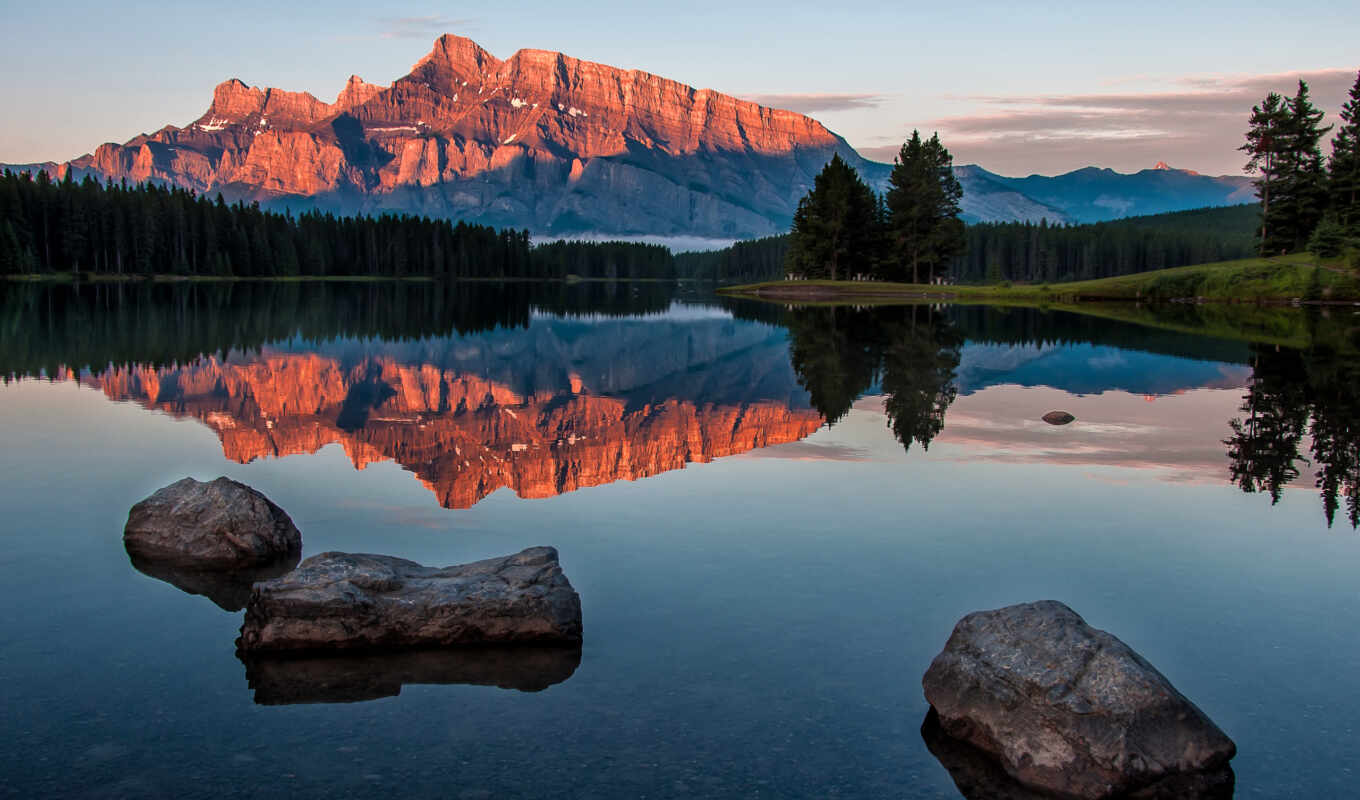 lake, mountain, photos, images, Canada, stock, jack, sunrise, two, banff, minnewanka