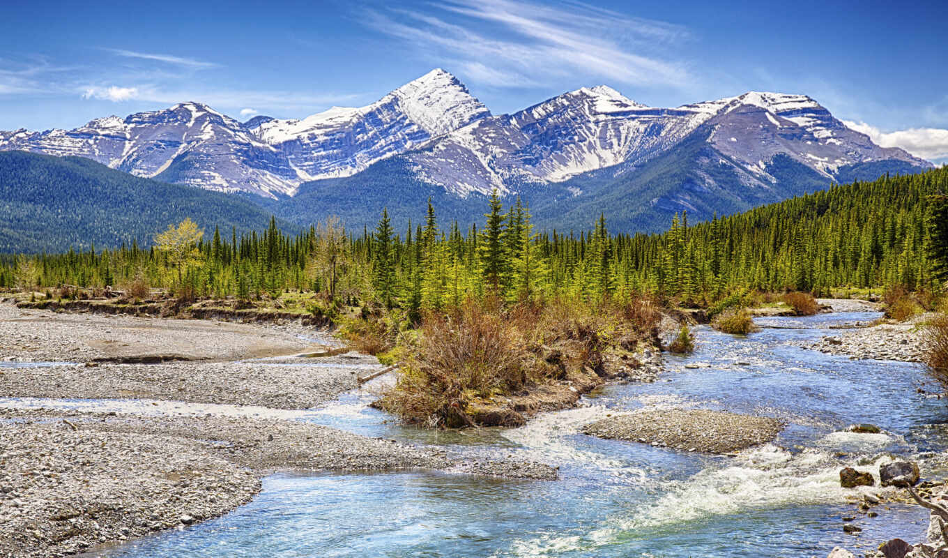 nature, desktop, Canada, scenery, mountains, rivers, mount, glasgow, kananaskis
