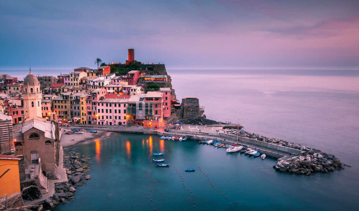 nature, city, series, land, italy, vernazza, five