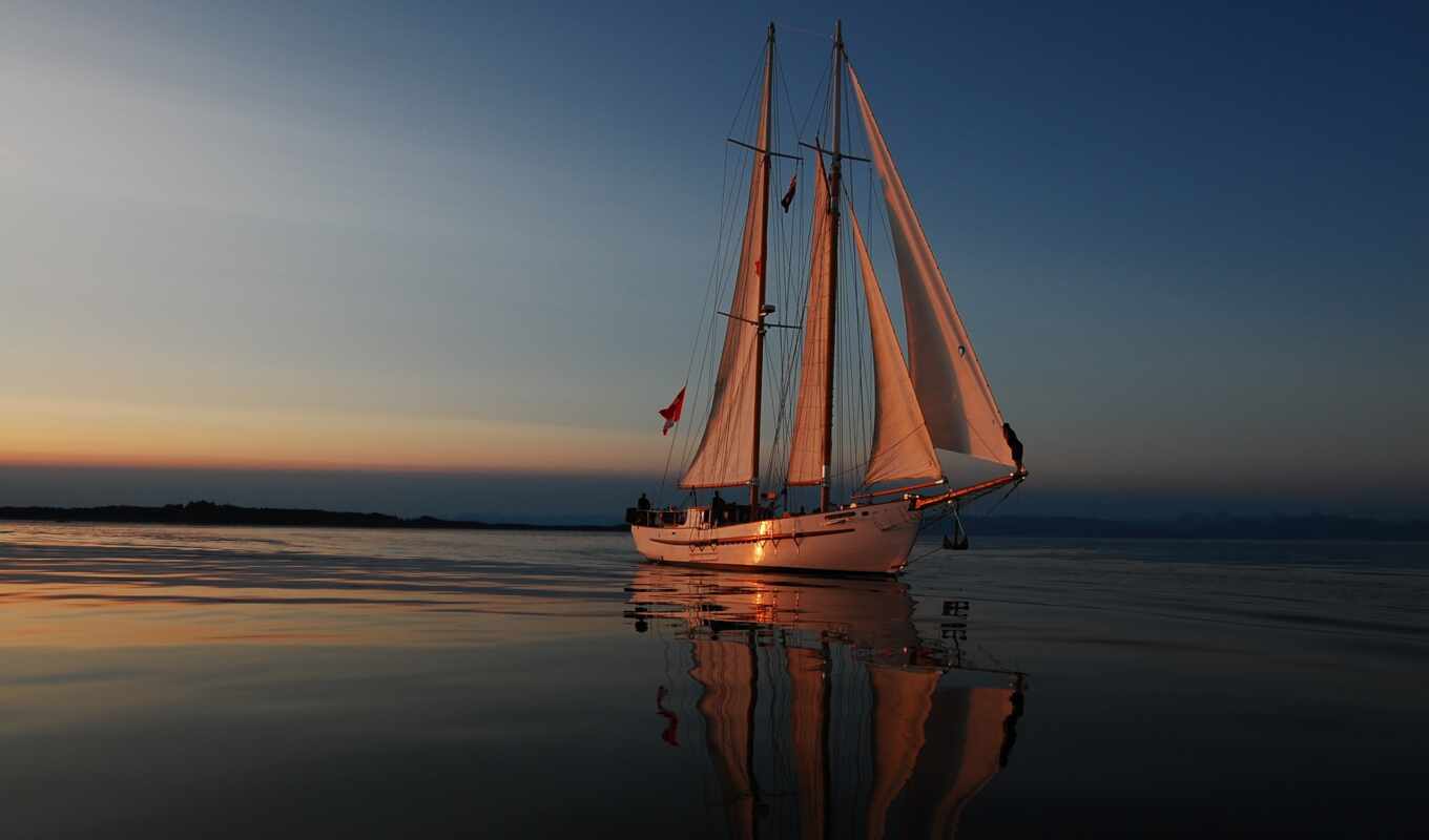 evening, sea, rest, sunset, yacht, sails, journey, slapping