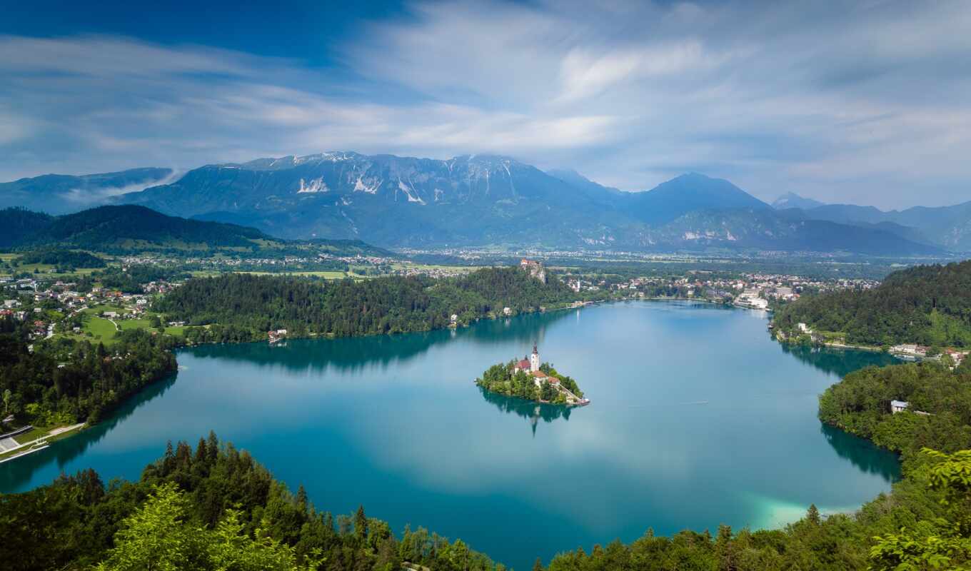 lake, mountain, slovenia, bled