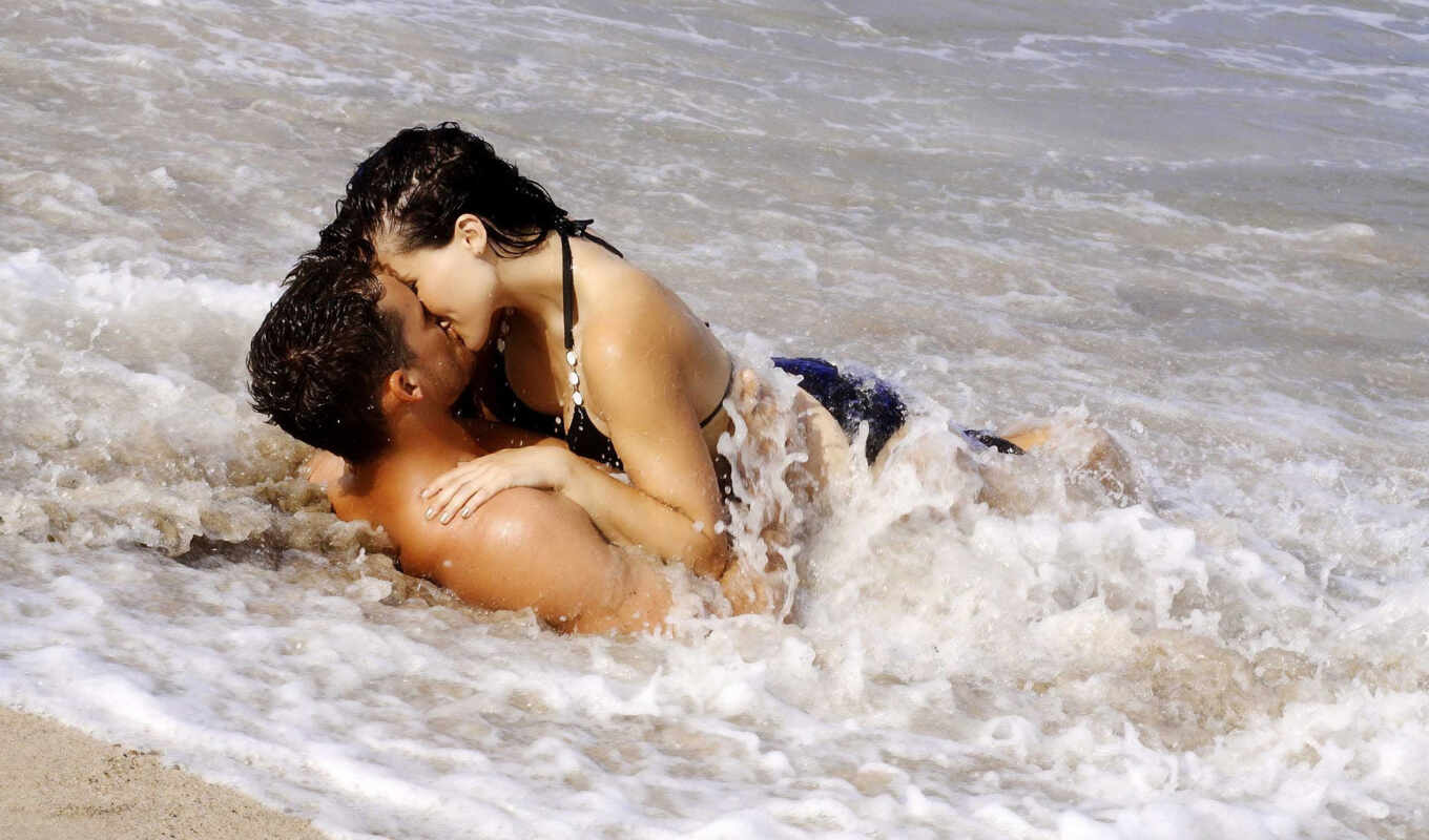 love, пары, море, поцелуй, целуются, pair