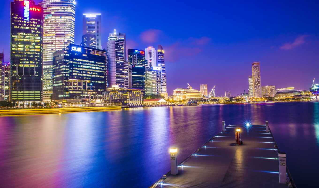night, singapore, skyscrapers, canvas, asia
