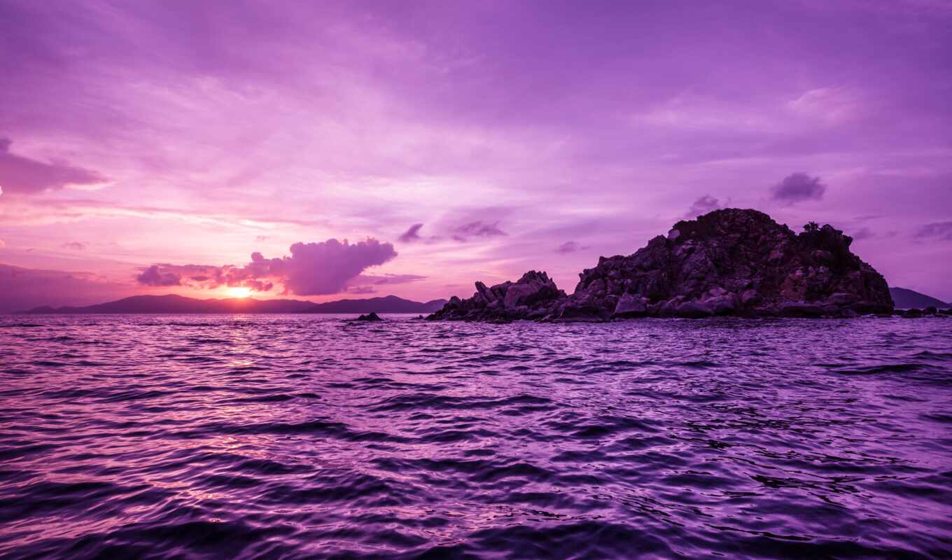 природа, purple, закат, море, автор, красивый, christian, postcard