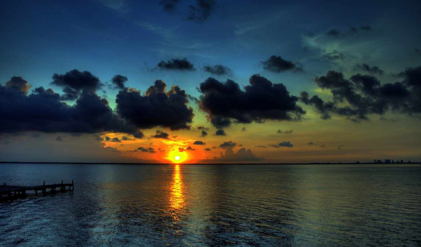 sunset, sea, wide, xfce