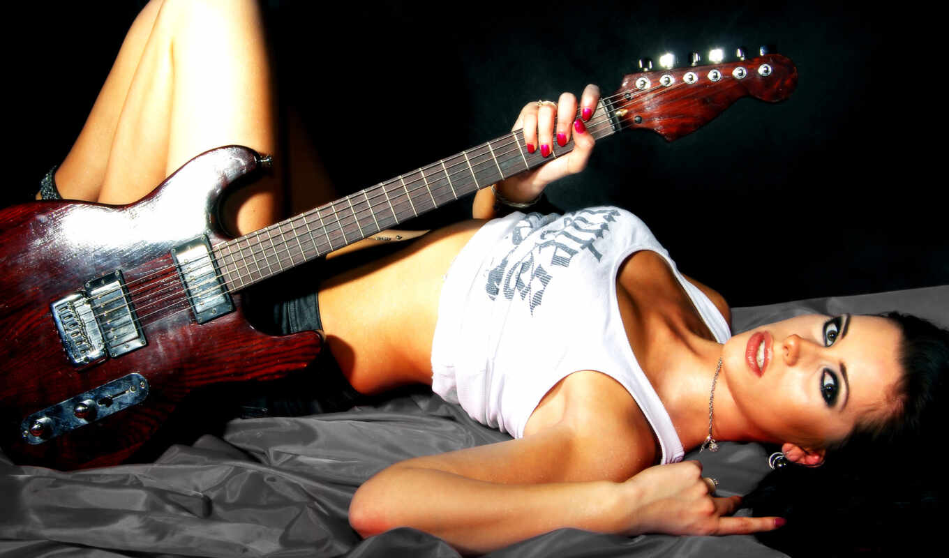 girl, guitar, devushki