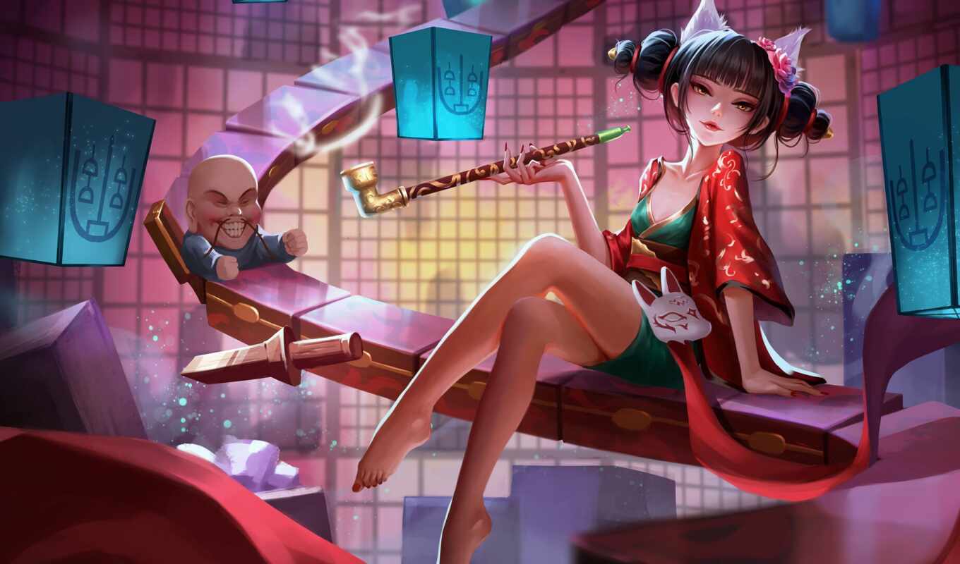 art, девушка, дым, asian, плакат, china, труба