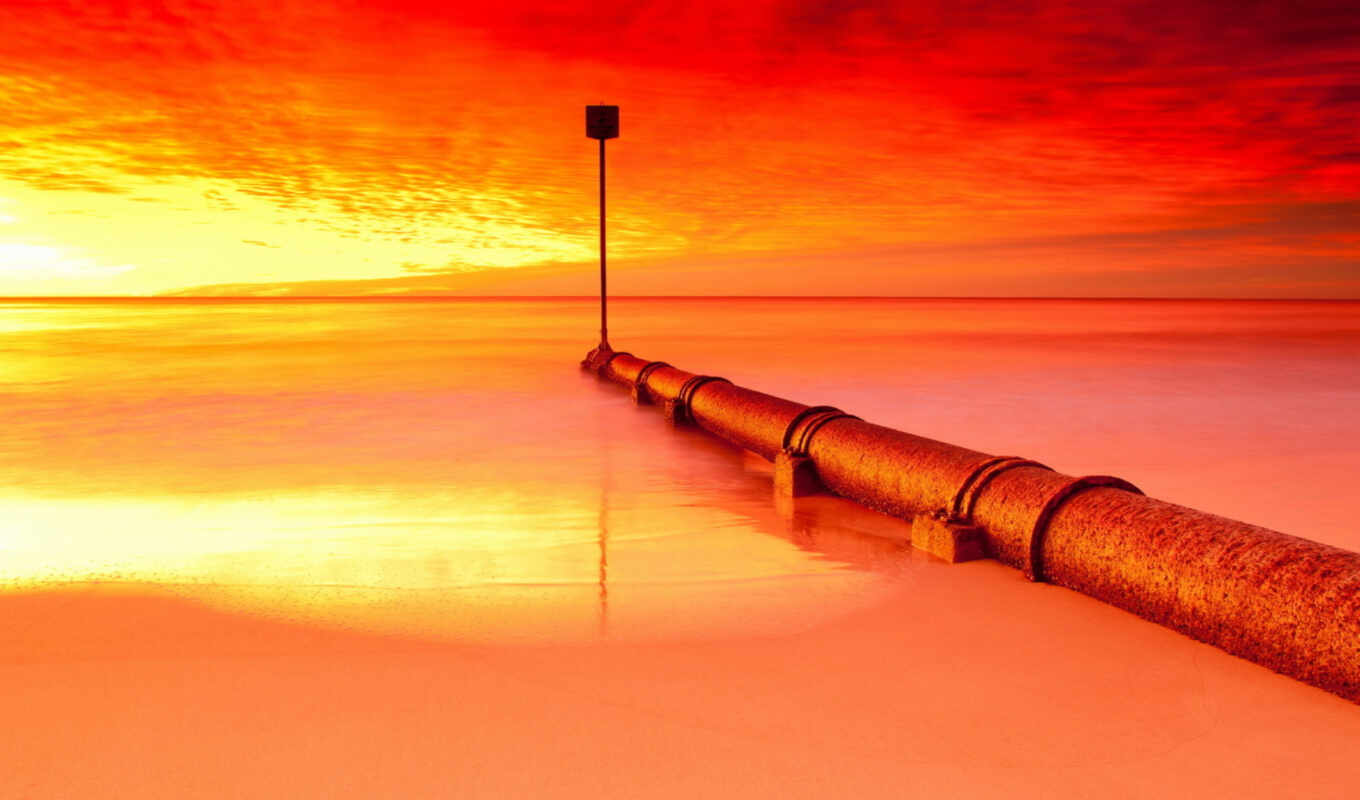 nature, desktop, sunset, water, sea, quality, images, ocean, signs, pipe