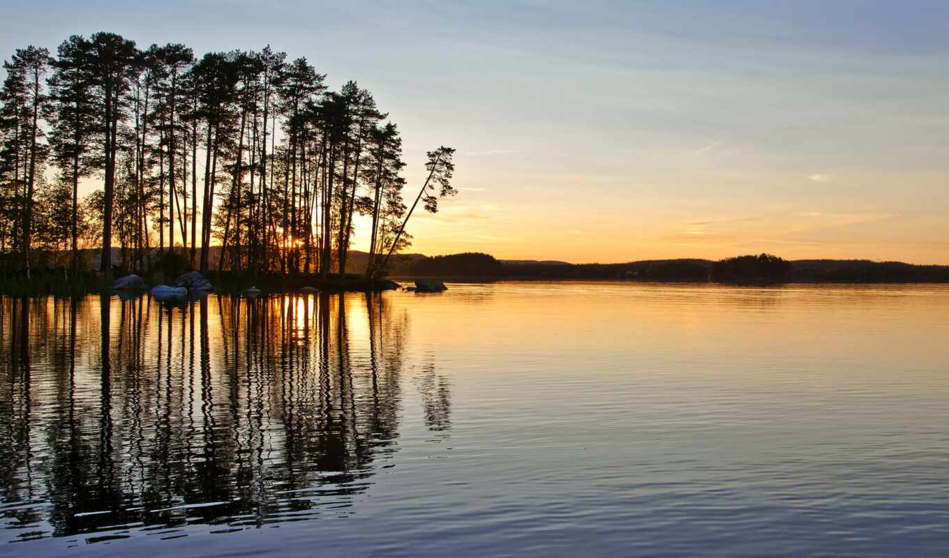 nature, free, water, trees, reflection, lake, landscapes, reflections, sunsets