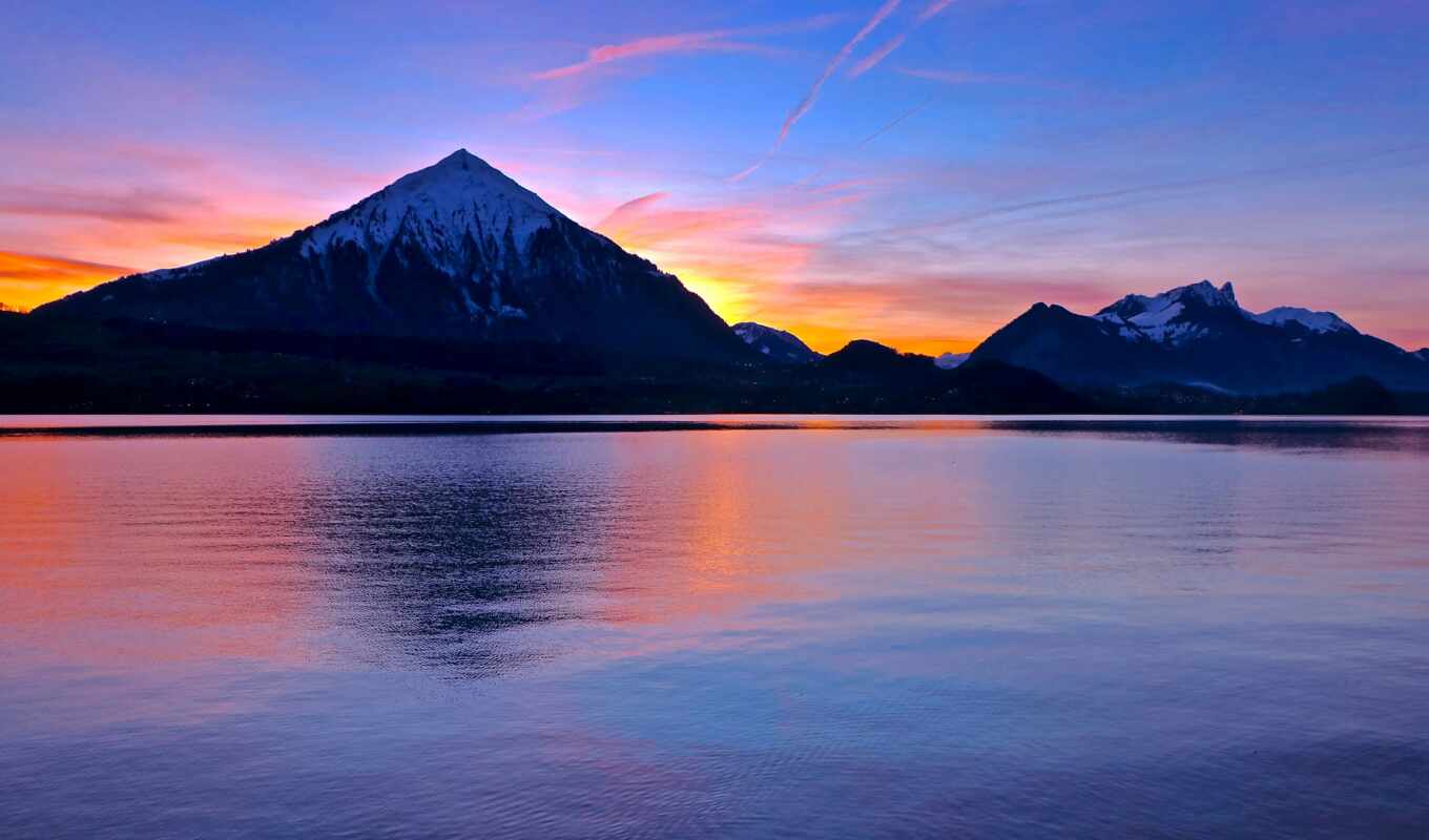 lake, nature, sky, sunset, mountain, add, complain, ar-te