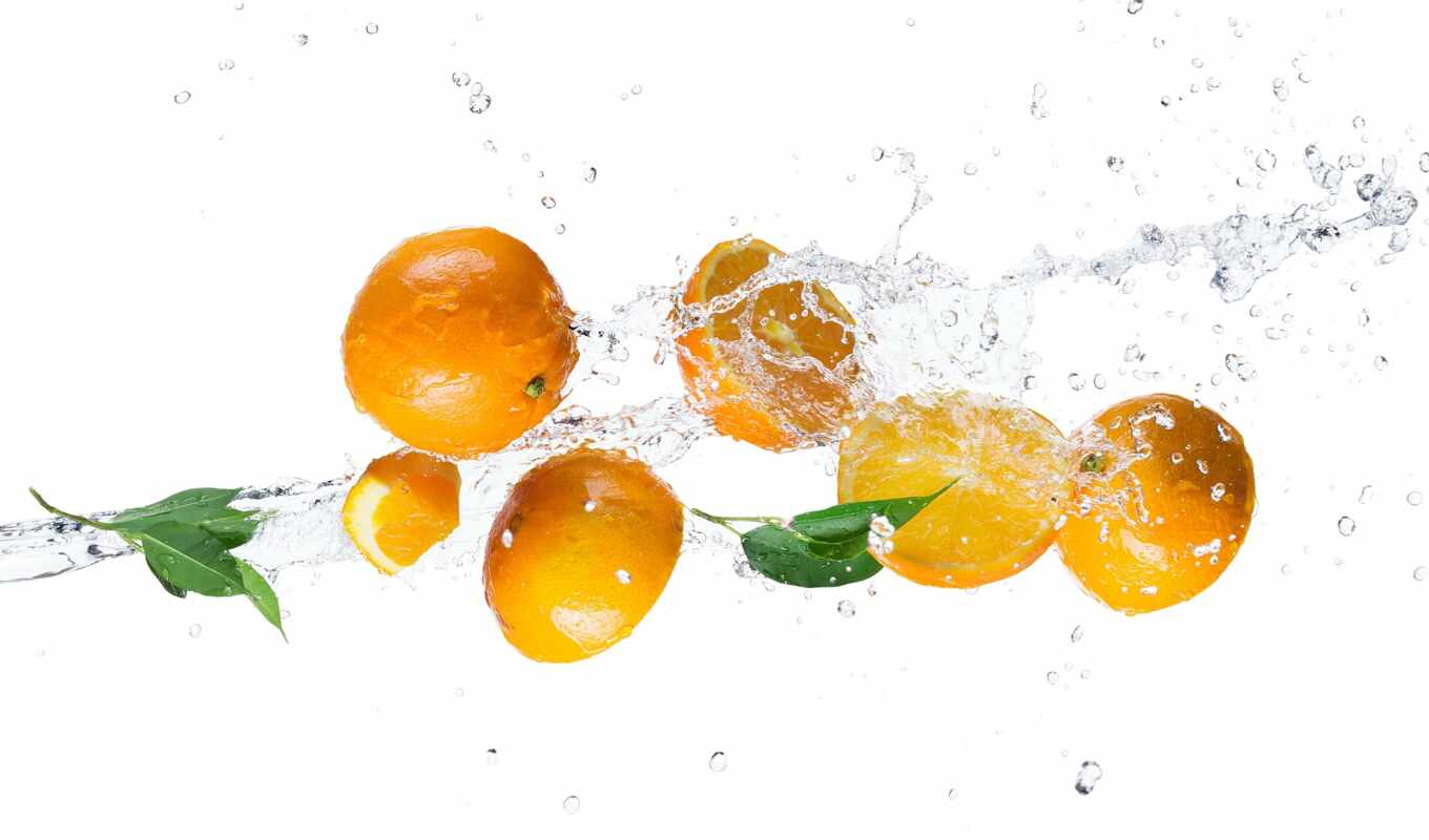 drop, water, splashes, orange