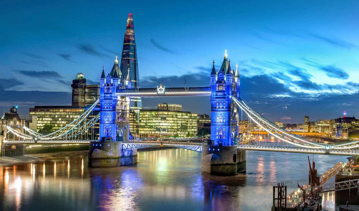 city, Bridge, England, pe, tower, london, river, the shard, thames