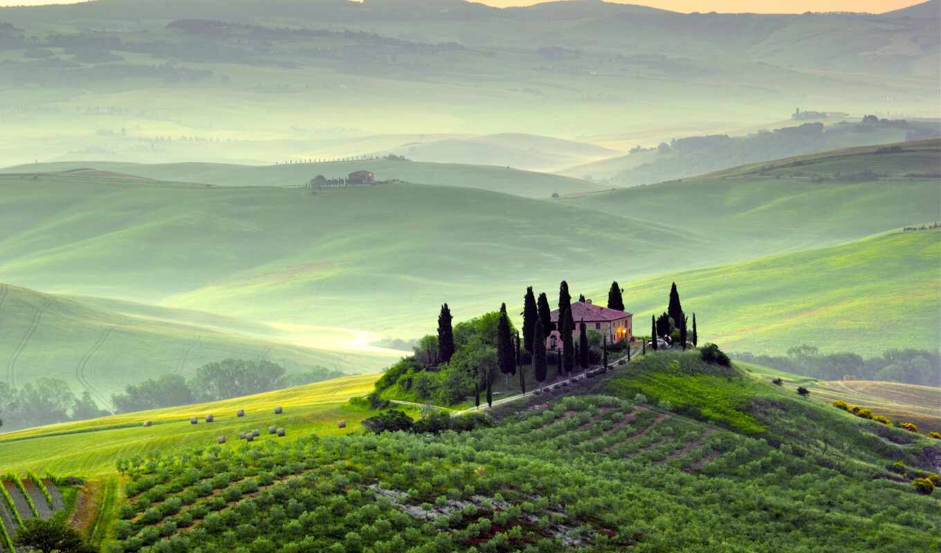 природа, landscape, italian, trees, italy, tuscany, margin