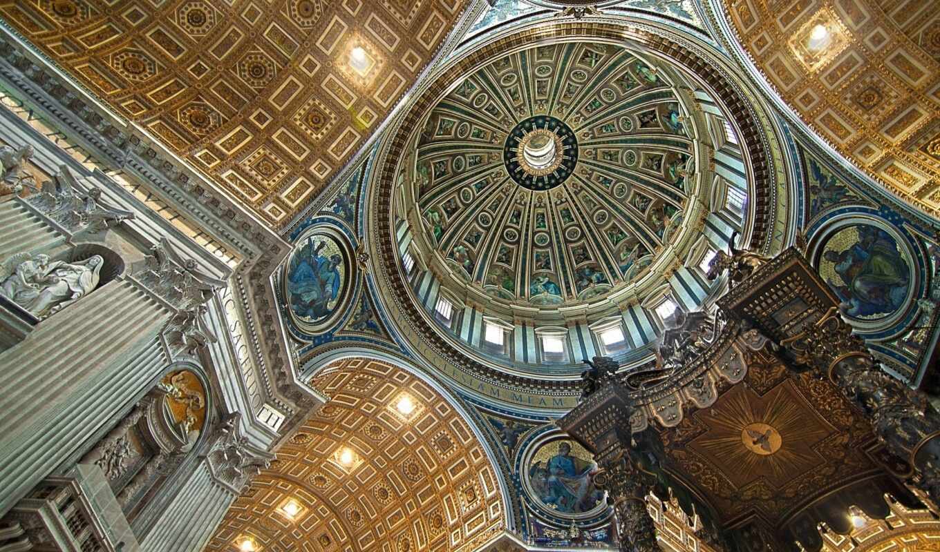 architecture, temple, painting, different, correct, interior, peter, color, Saint, basilica, vatican