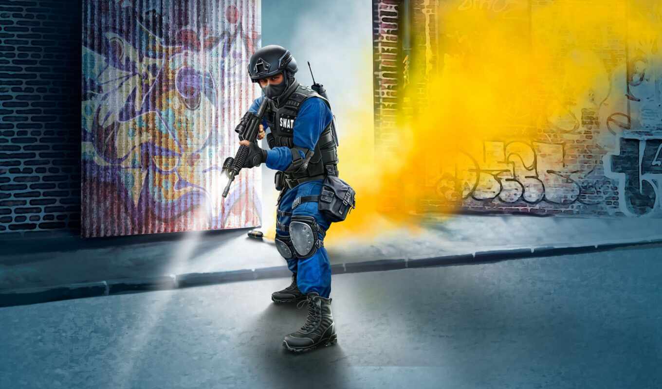picture, painting, model, usa, kit, revell, swat, officer 's