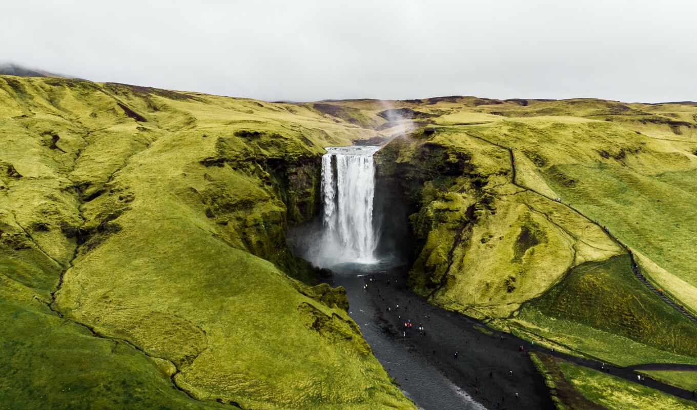 фото, russian, водопад, iceland, premium, skógafoss, chute, picjumbo