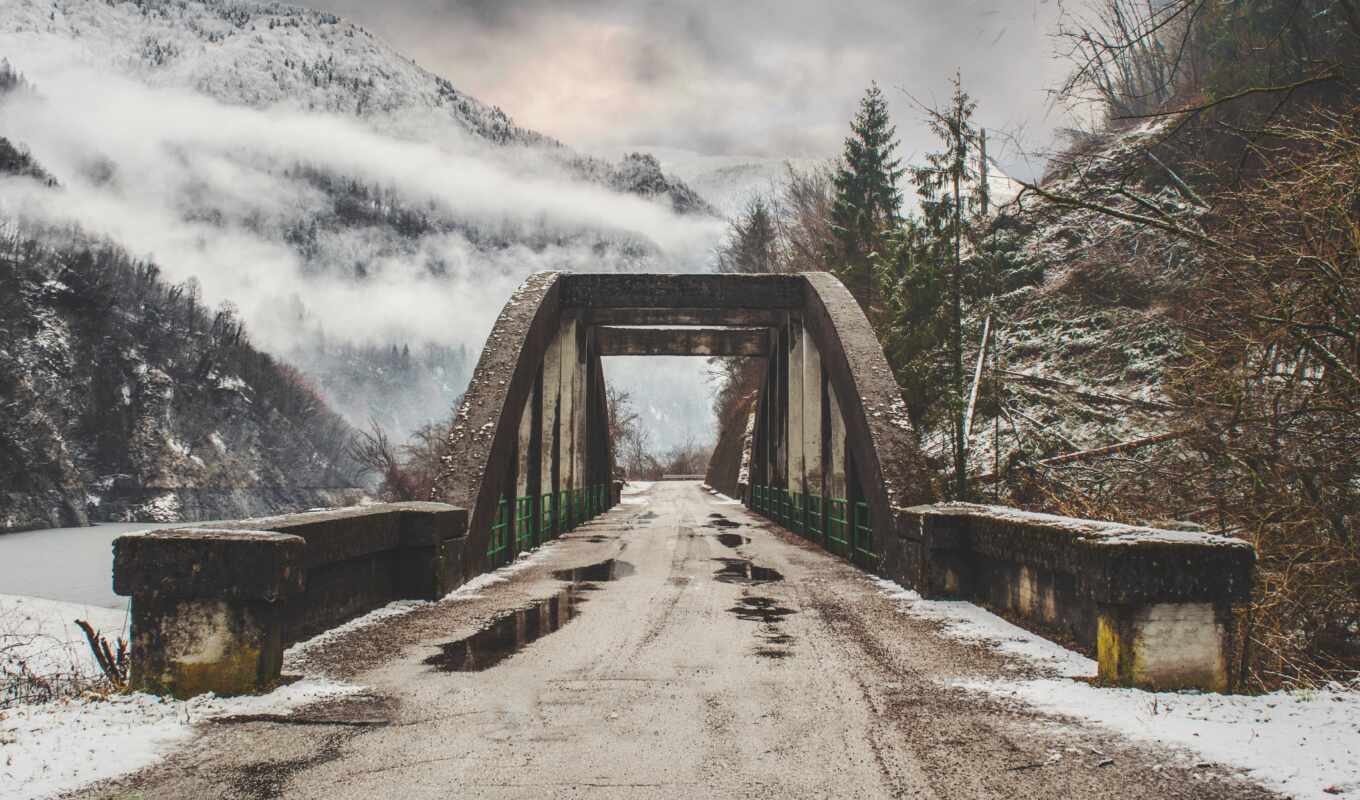 snow, Bridge