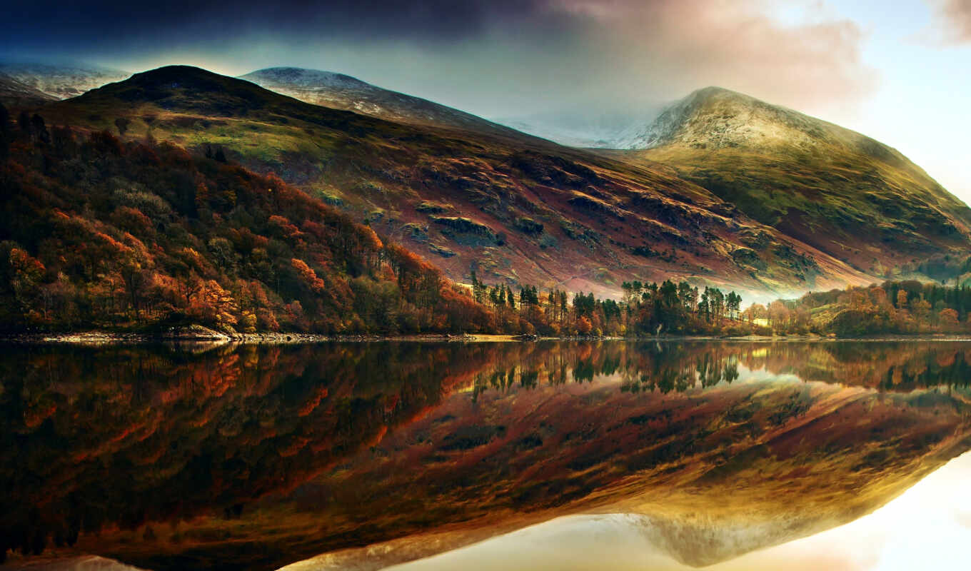 озеро, природа, android, covers, гора, отражение, горы