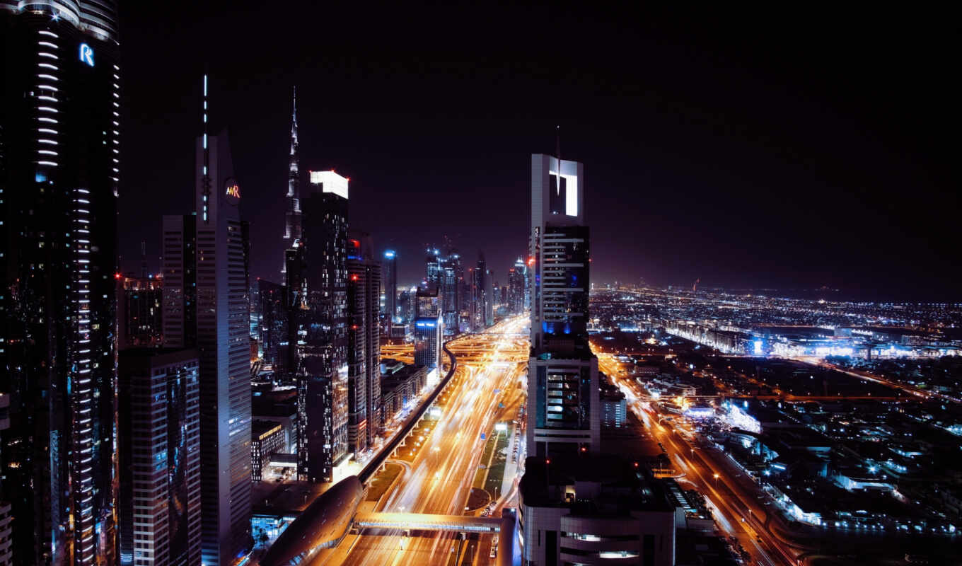 город, ночь, cityscape, арабский, build, небоскрёб, dubai, unite, emirat