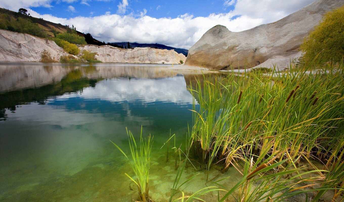 озеро, природа, new, гора, zealand, paisagen
