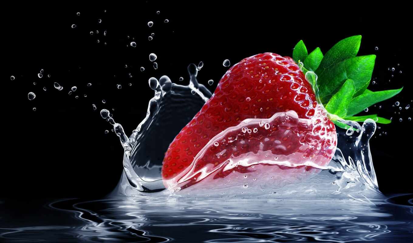 water, strawberry, splash