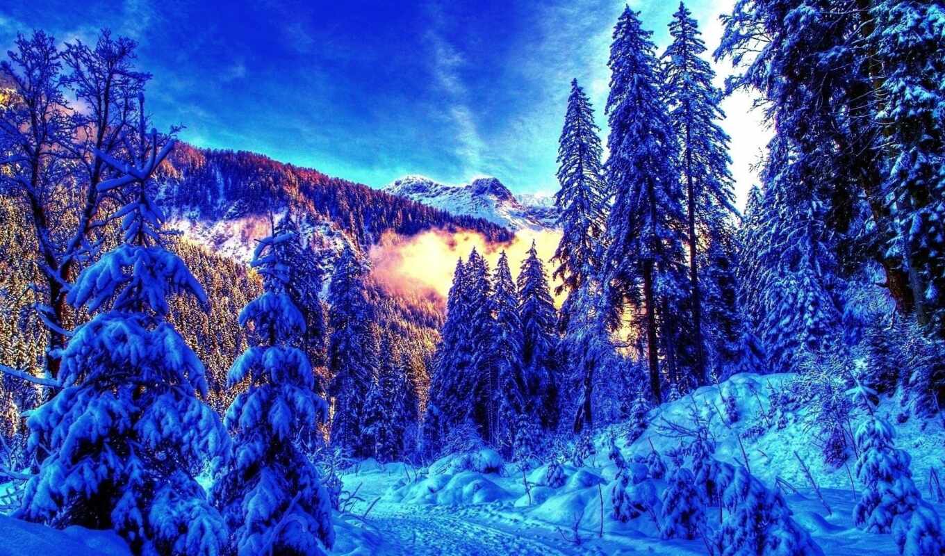 природа, картинка, снег, winter, лес, landscape, года, time, горы, леса