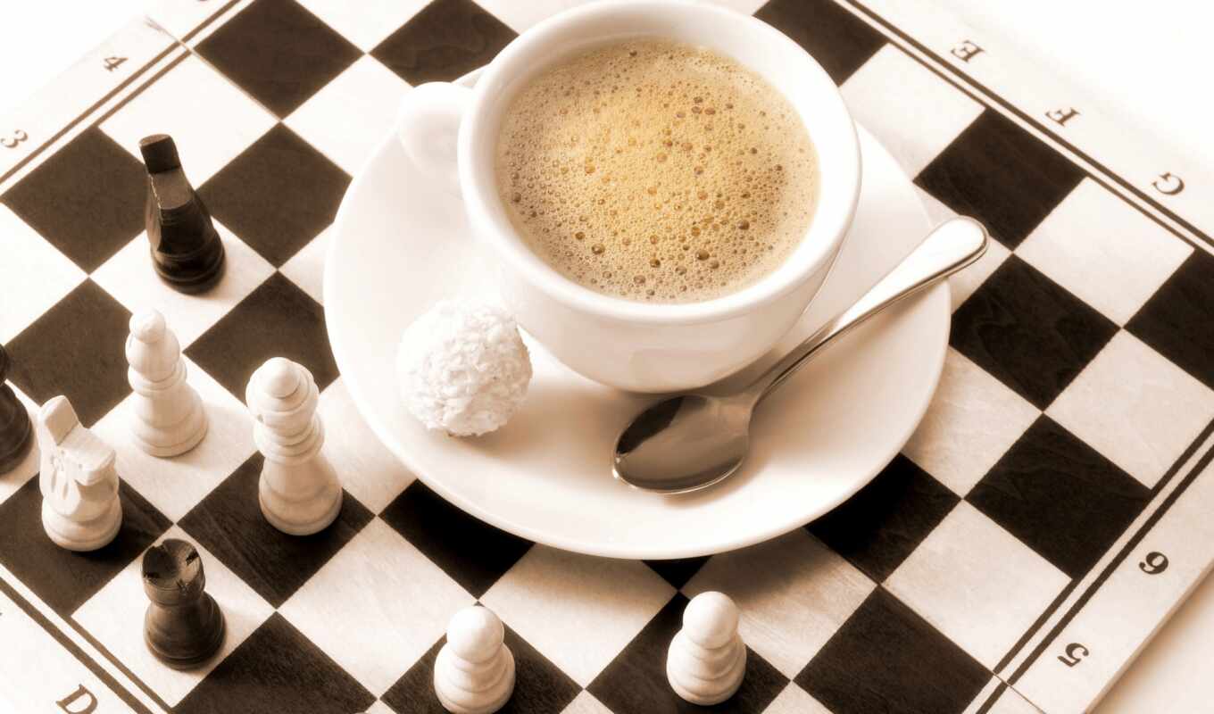 coffee, доска, рисунок, chess