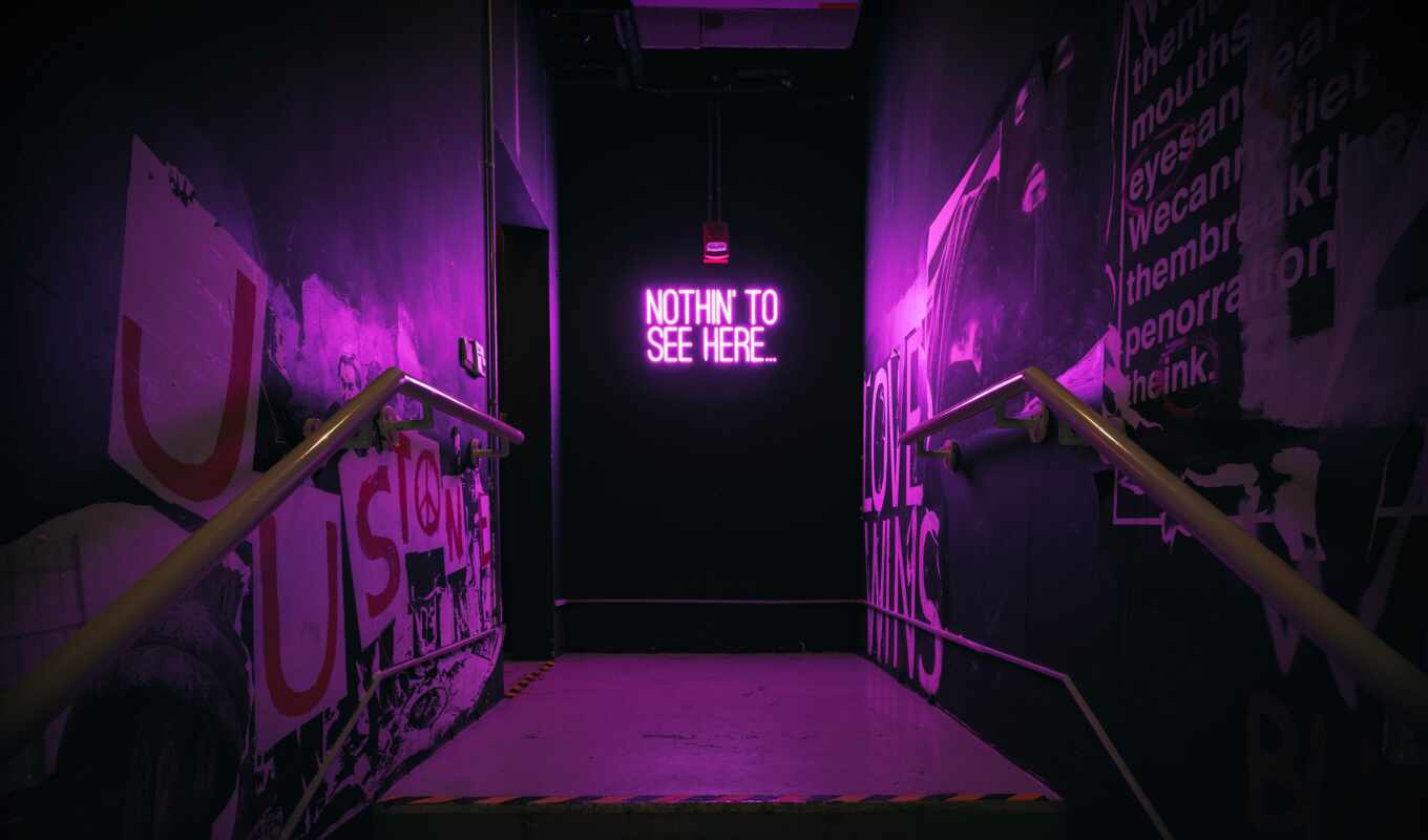фото, стена, фон, надпись, purple, see, dark, sign, neon, подсветка