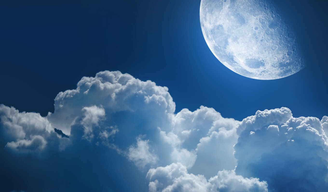 облака, небо, луна, планеты, космос, planet
