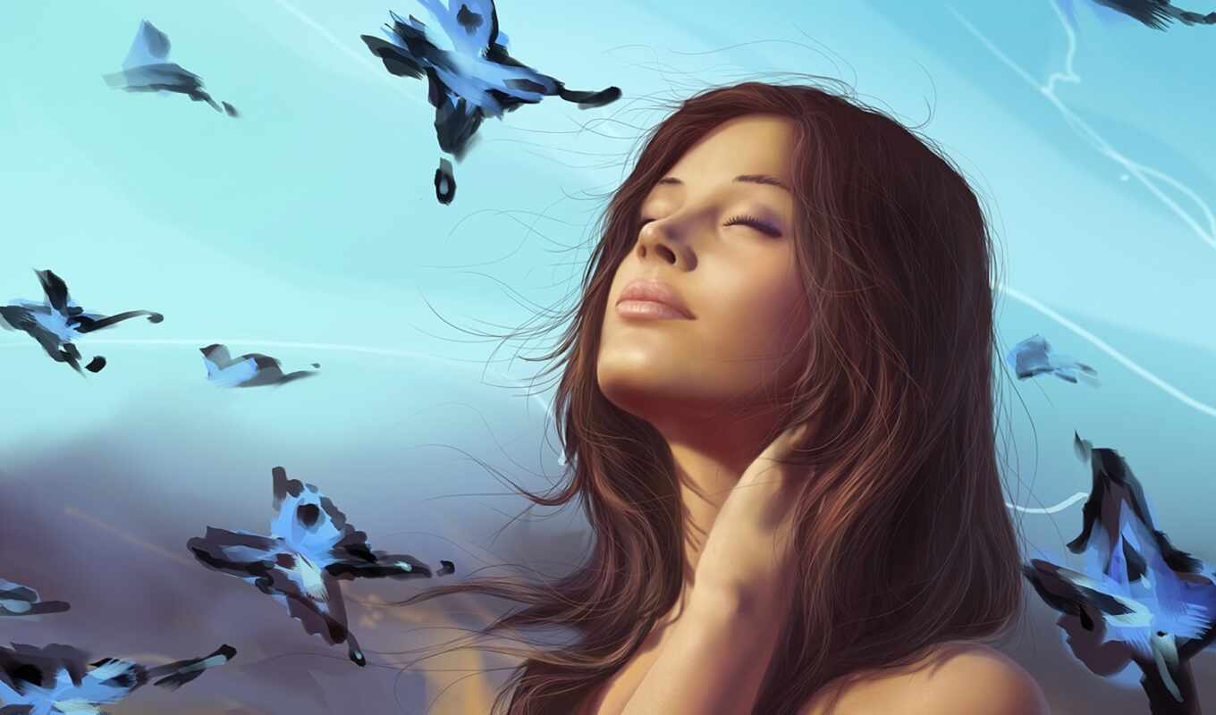 art, girl, picture, butterfly, dream, to find, thous, art