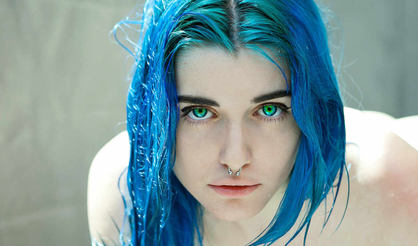 blue, глаз, зелёный, волосы, ринг, pierce, нос, suicide, dye