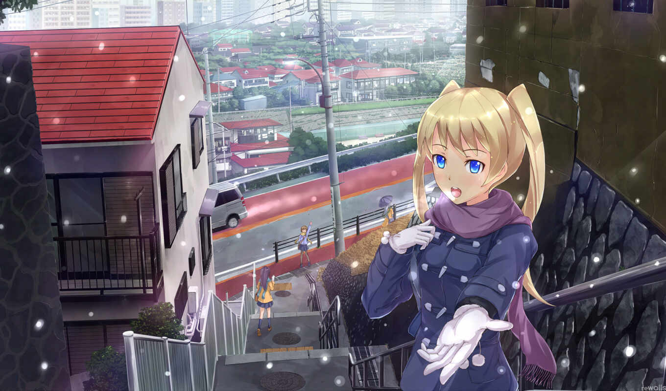 and, quot, anime, girl, blonde, hair, eyes, snow