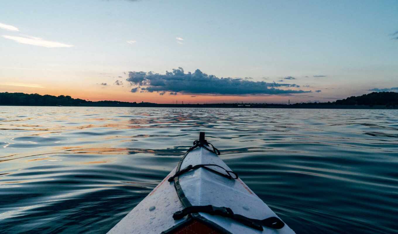 lake, photo, background, sunset, water, river, a boat, life, ski, canoe, rare