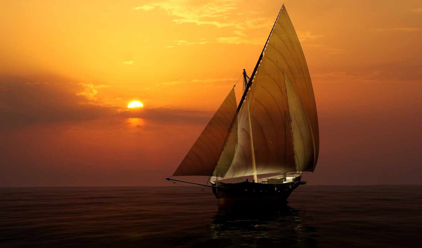 sky, sun, sunset, sea, horizon, ships, yacht, sunsets, sailboat, dawn, sailing