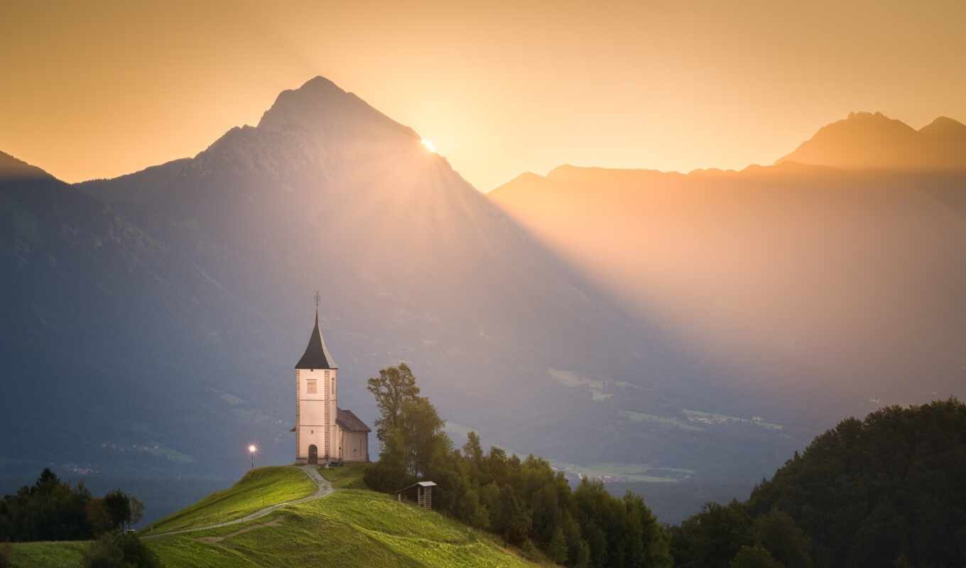 hill, life, church, slovenia, интерьер