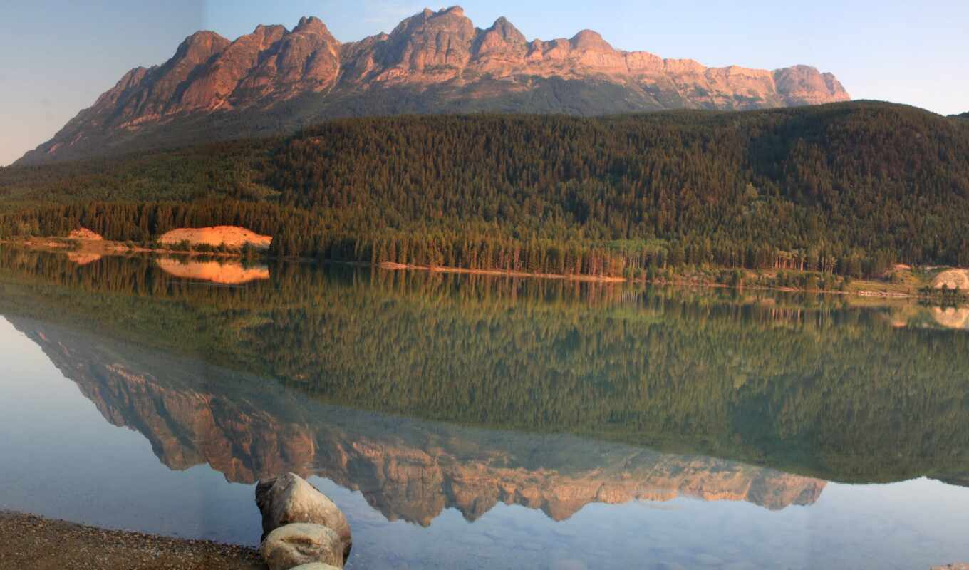 озеро, природа, картинка, landscape, канада, provincial, леса, паркс, горы, желтая голова