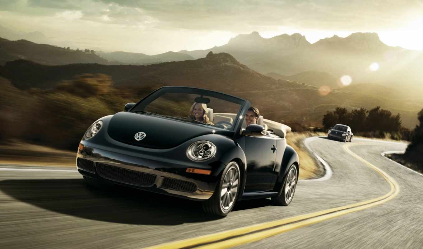 black, girl, frontline, guy, road, new, cabriolet, for Volkswagen, battle, mountains