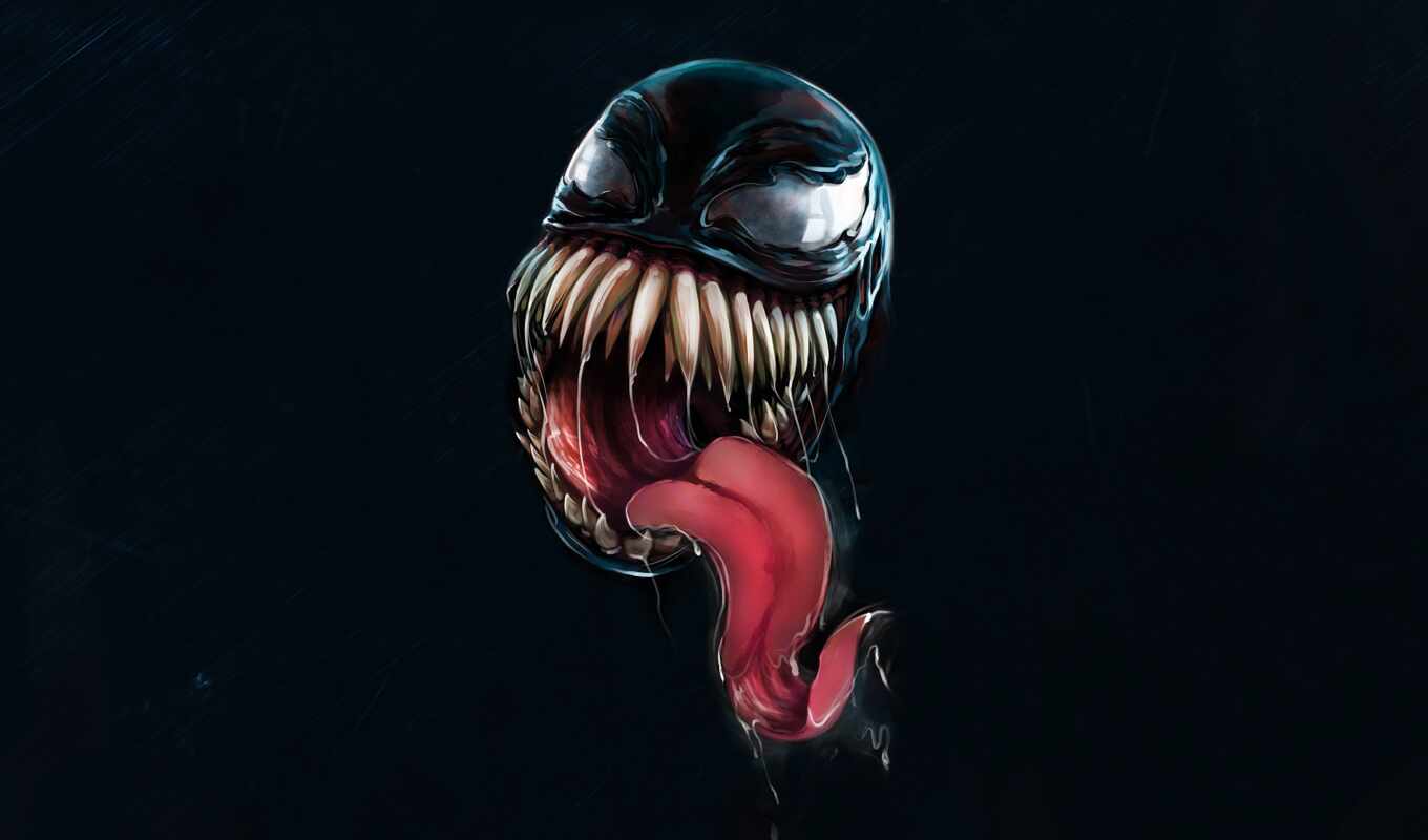 art, black, marvel, venom, зуб, язык