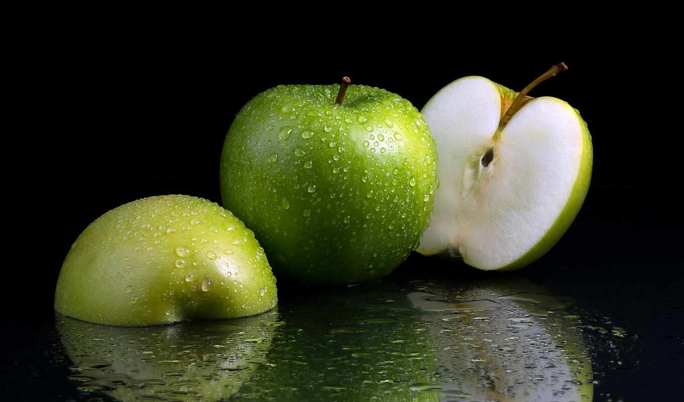 drop, apple, фон, market, зелёный, fresh, плод, makryi, polovinka, wakatane