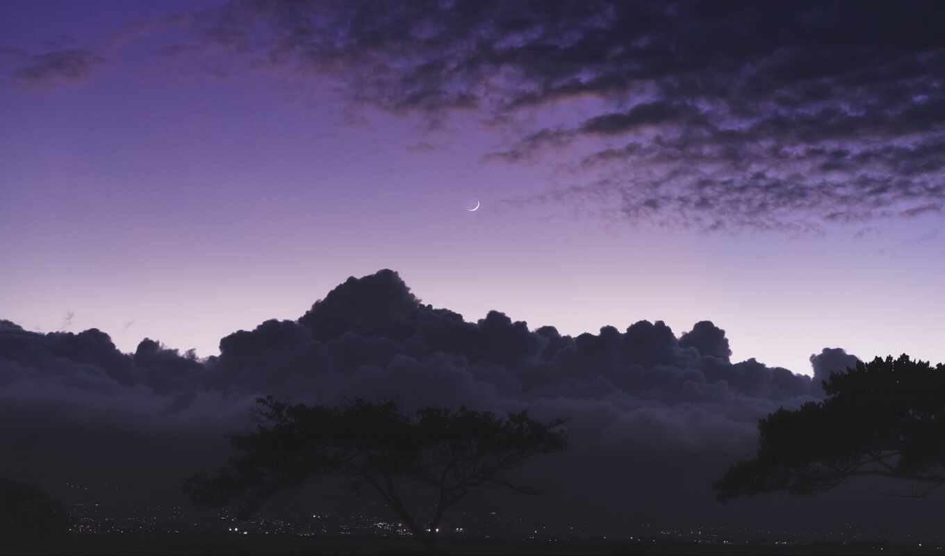 небо, ночь, луна, гора, облако, con, scenery, mount, genève, lyric, pompe