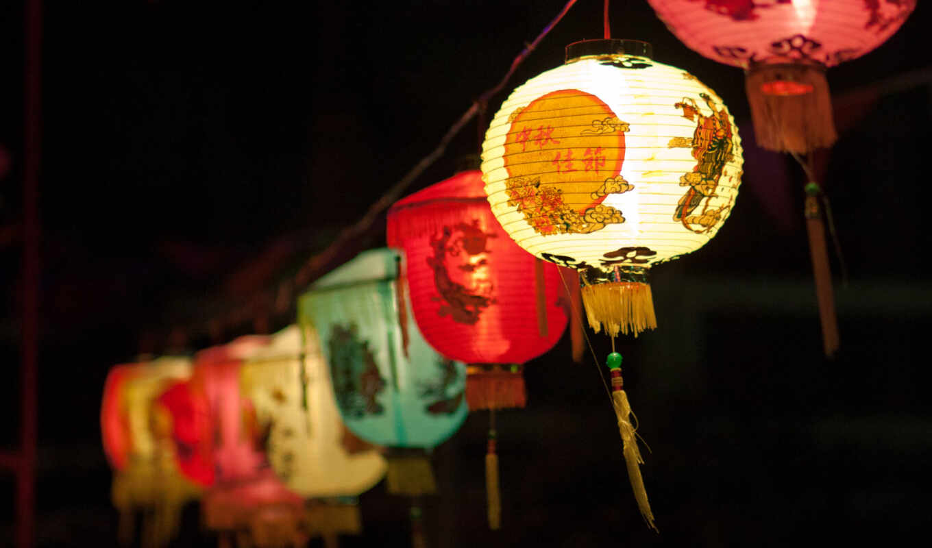 фото, осень, в середине, festival, lantern