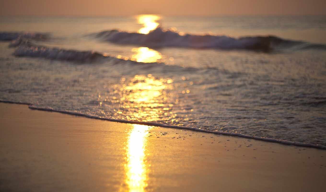 sunrise, beach, sea, wave