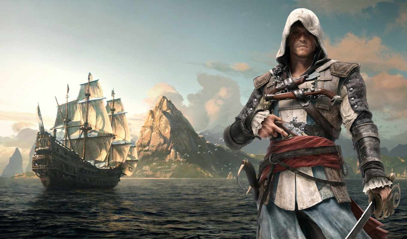 black, ship, creed, the assassin, passing, flag, training, discoverer