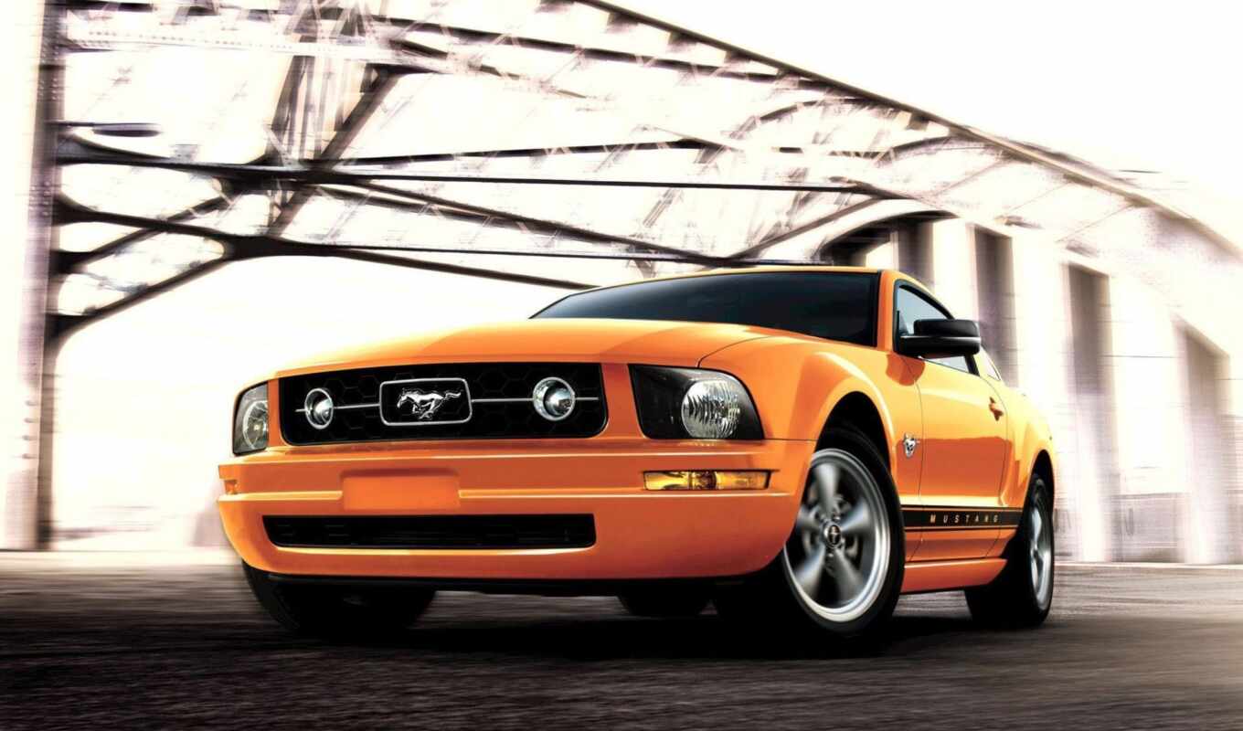 ford, mustang, orange, cars, screensaver, cars, orange
