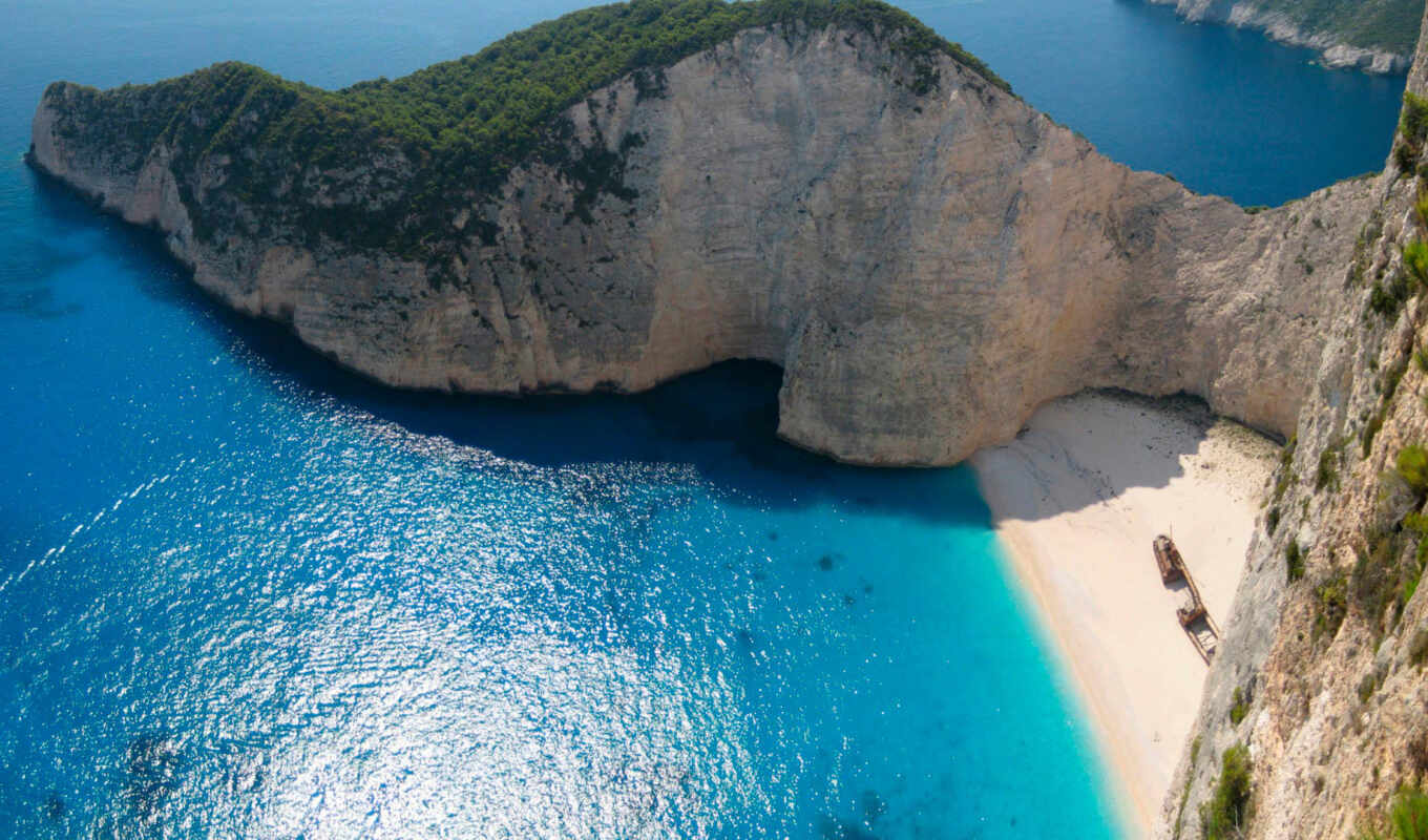природа, пляж, landscape, море, zakynthos, побережье, cliff, greece