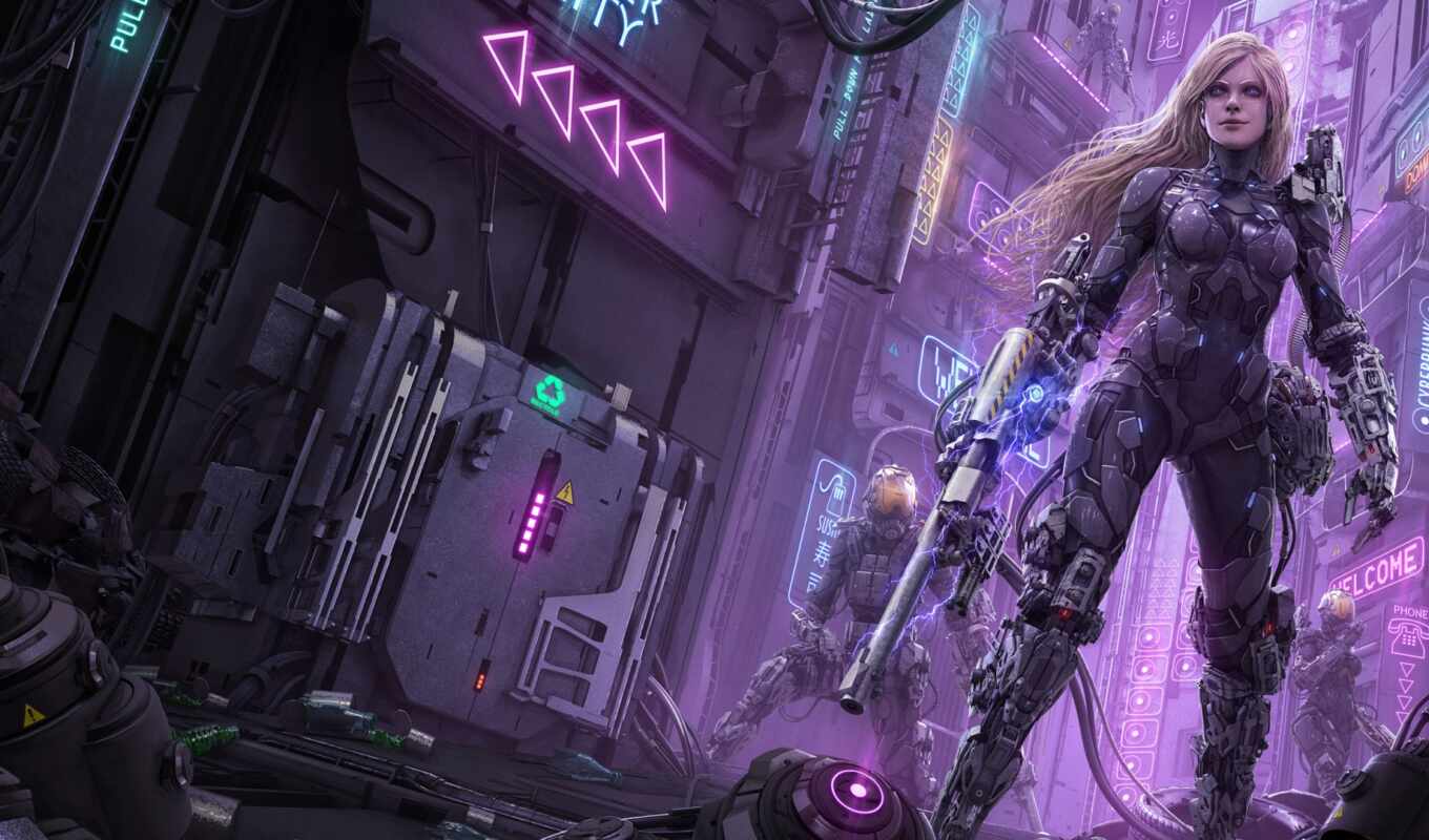 robot, город, fantastic, cyberpunk, киборг, scientific