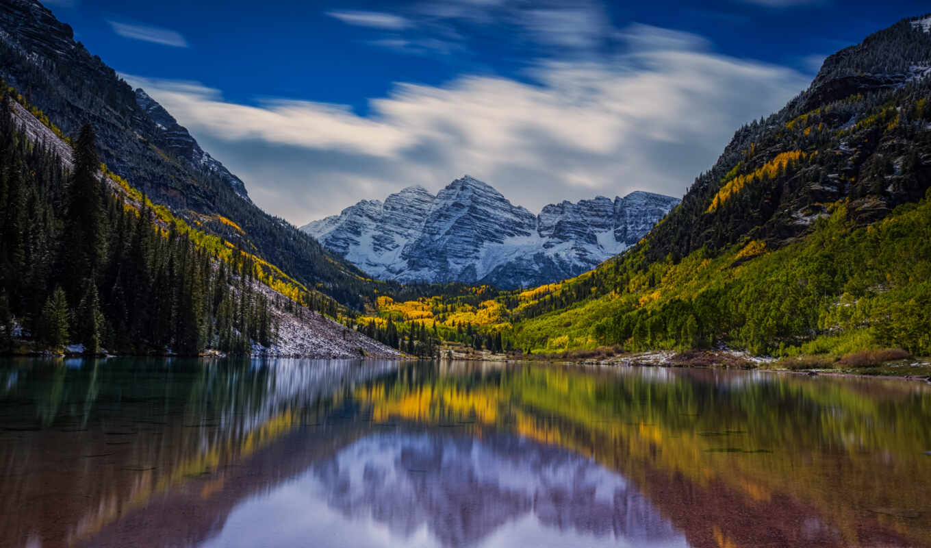 горы, озеро, зеркало, отражение