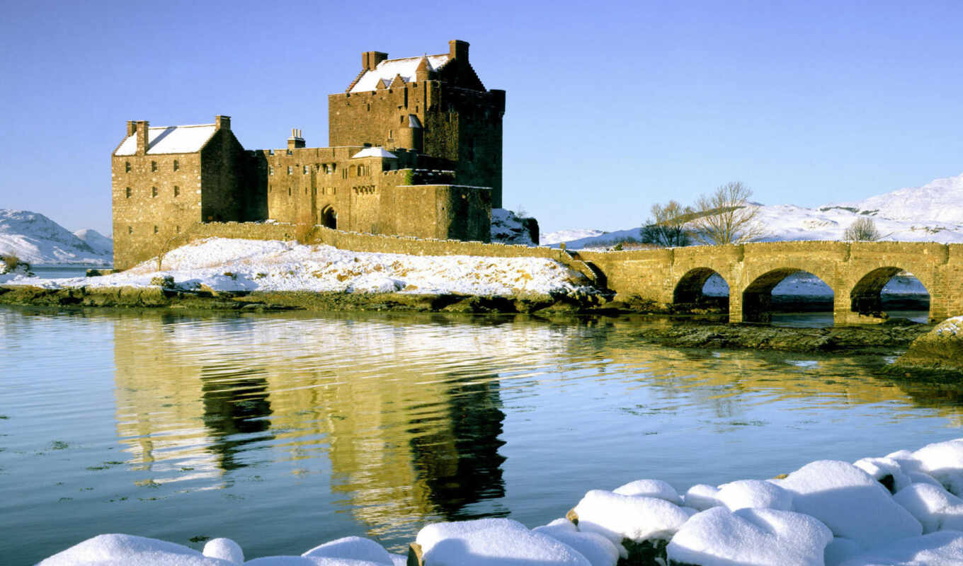 picture, snow, castle, winter, pictures, Scotland, castle, donan, hey, western, highlands, other, hole, duich, kış